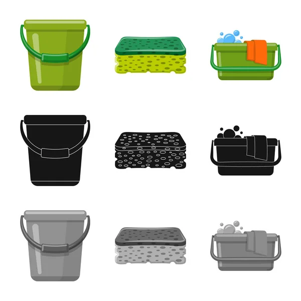 Απομονωμένο αντικείμενο του καθαρισμού και εξυπηρέτησης σημάδι. Σετ καθαρισμού και οικιακής χρήσης εικονίδιο του φορέα σε απόθεμα. — Διανυσματικό Αρχείο