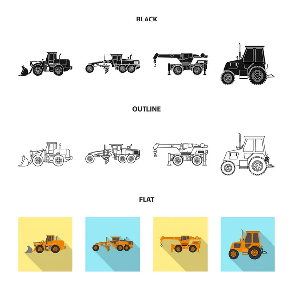 Illustrazione vettoriale del simbolo di costruzione e costruzione. Raccolta del simbolo di costruzione e parco macchine per il web . — Vettoriale Stock