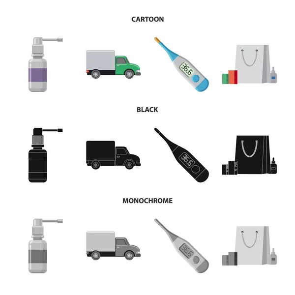 Objeto isolado da farmácia e ícone do hospital. Conjunto de farmácia e ilustração de vetor de estoque de negócios . — Vetor de Stock