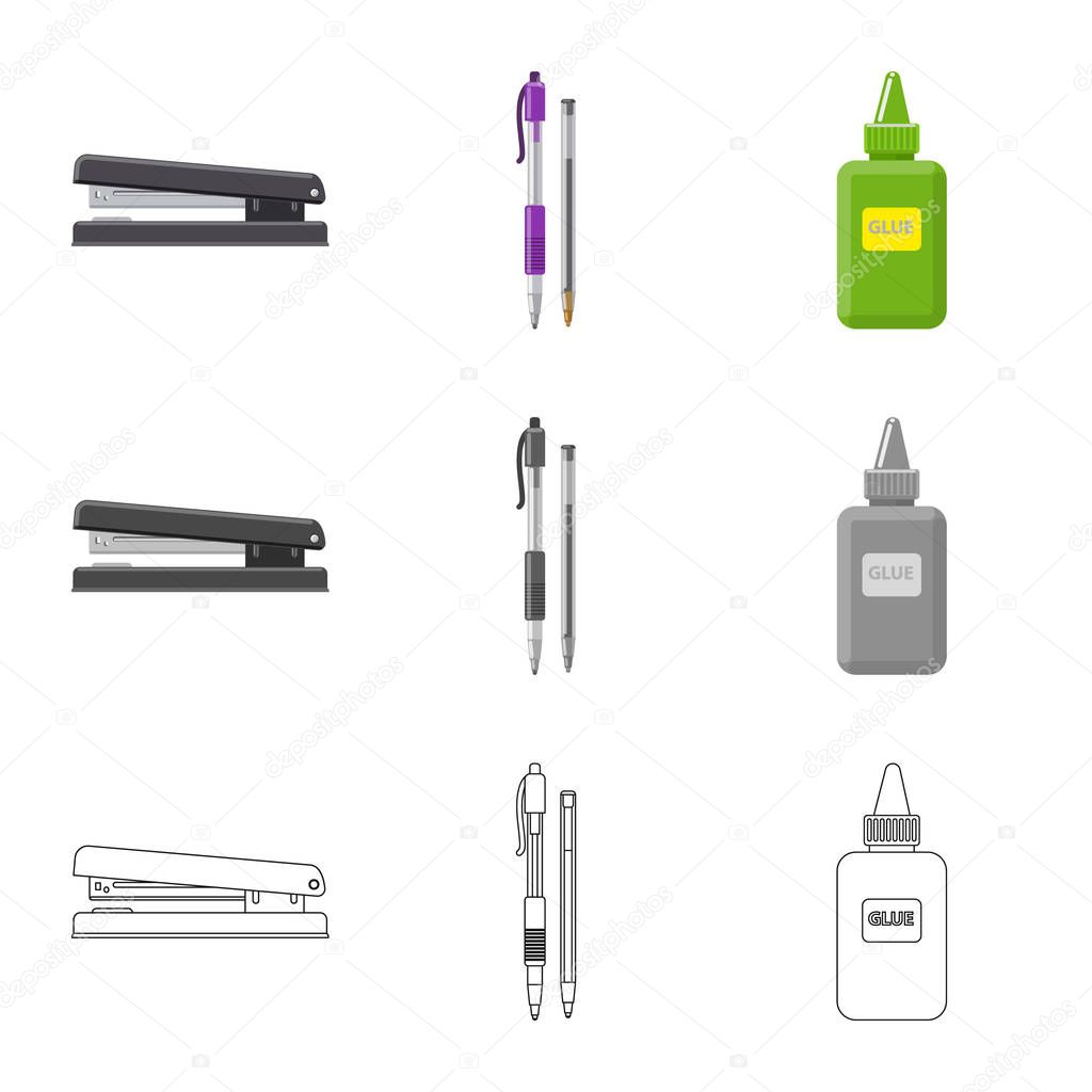 Vector design of office and supply icon. Collection of office and school stock vector illustration.