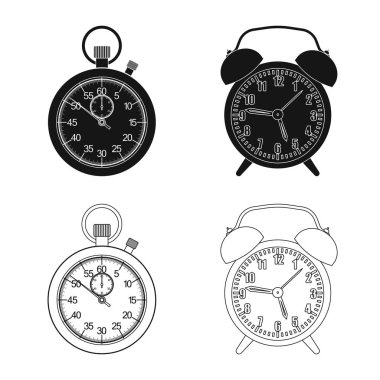 Saat ve saat simgesinin vektör resmi. Hisse senedi için saat ve daire vektör simge kümesi.