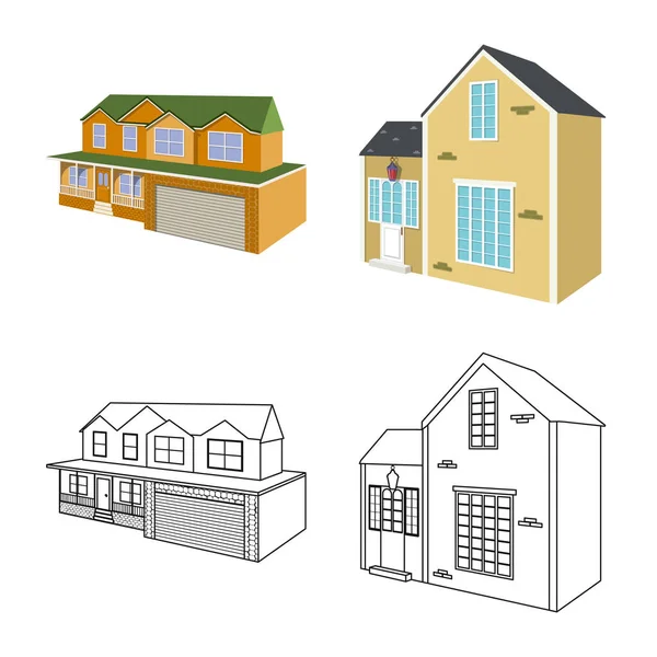 Objet isolé de façade et symbole de logement. Illustration vectorielle des façades et des infrastructures . — Image vectorielle
