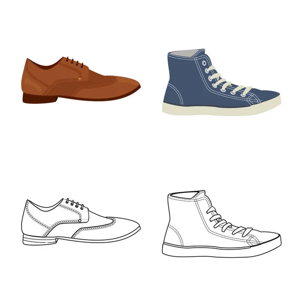 Objeto aislado de zapato y logotipo de calzado. Set de zapato y pie vector icono para stock . — Archivo Imágenes Vectoriales