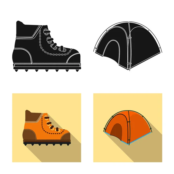 Illustration vectorielle de l'alpinisme et icône de pic. Collection d'illustration vectorielle de l'alpinisme et du stock de campements . — Image vectorielle