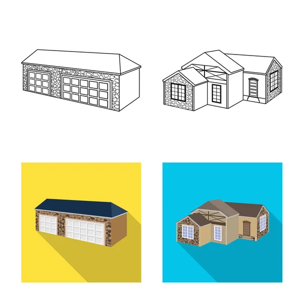 외관 및 주택 아이콘의 고립 된 개체입니다. 웹에 대 한 외관 및 인프라 주식 기호 모음. — 스톡 벡터