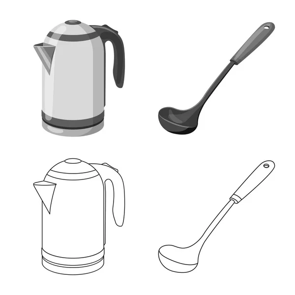 Design vettoriale della cucina e cuoco logo. Collezione di cucina e elettrodomestici simbolo stock per il web . — Vettoriale Stock