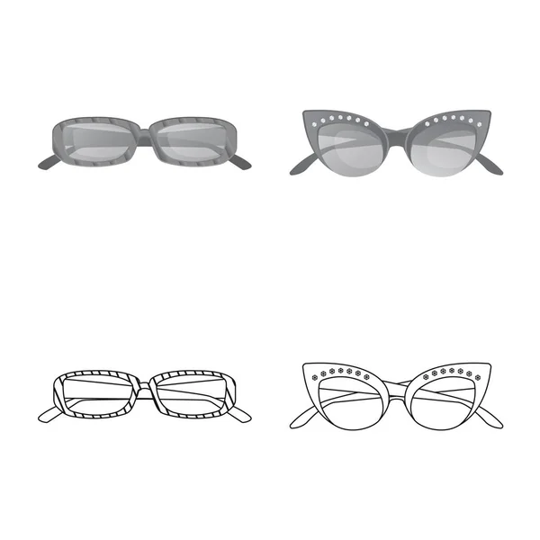 Ilustración vectorial del logotipo de gafas y gafas de sol. Colección de gafas y símbolo de stock accesorio para web . — Archivo Imágenes Vectoriales