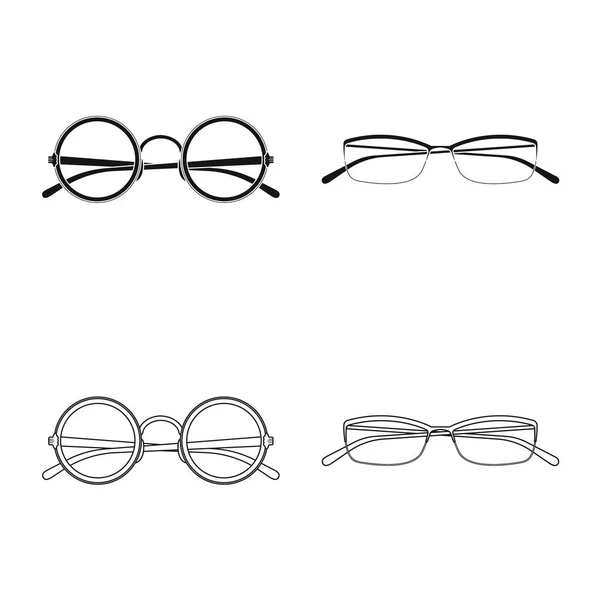 ベクトル眼鏡のイラストとサインをフレームします。メガネとアクセサリーの株式ベクトル図のセット. — ストックベクタ