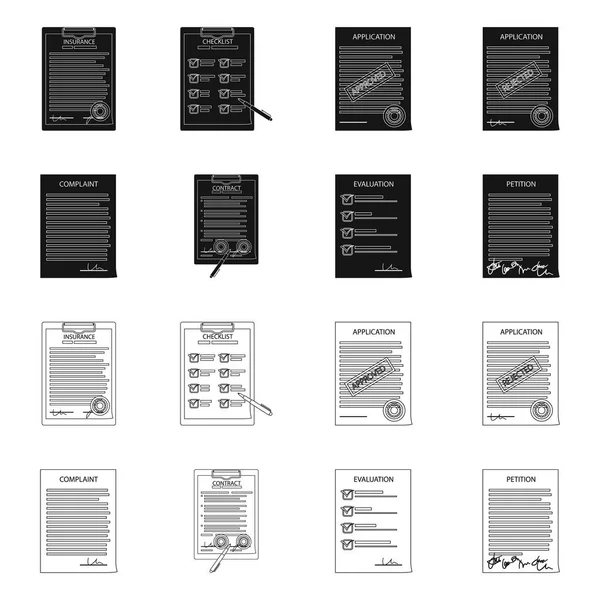 Vector ontwerp van vorm en document symbool. Set van vorm en mark aandelensymbool voor web. — Stockvector