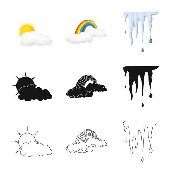 Vektorillustration av väder och klimat-logotypen. Uppsättning av väder och molnet aktiesymbol för webben. — Stock vektor