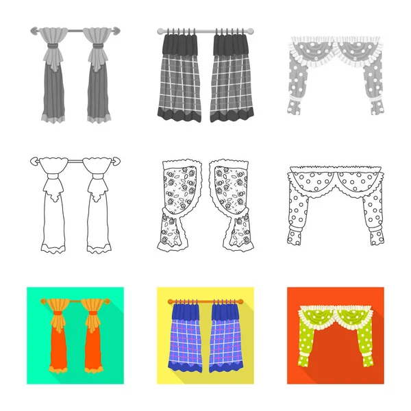Векторный дизайн штор и логотипа штор. Коллекция занавесок и жалюзи . — стоковый вектор