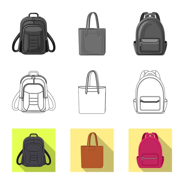 Diseño vectorial de maleta y símbolo de equipaje. Colección de maletas e ilustración de vectores de viaje . — Vector de stock