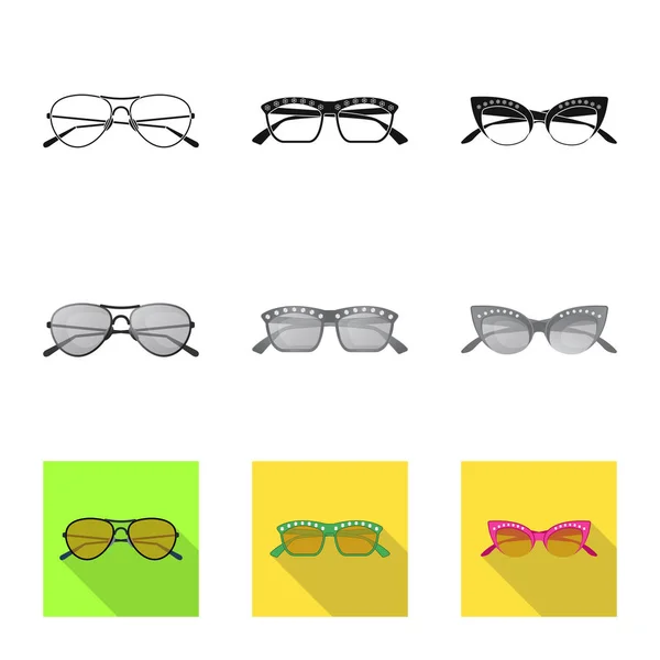 Vektorové ilustrace loga brýle a sluneční brýle. Kolekce brýlí a příslušenství vektorové ikony pro stock. — Stockový vektor