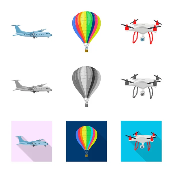 Progettazione vettoriale di aereo e logo di trasporto. Serie di piano e cielo stock vettoriale illustrazione . — Vettoriale Stock