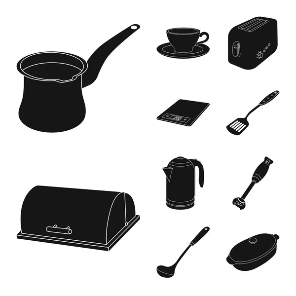 Ilustración vectorial de cocina y símbolo de cocinero. Conjunto de cocina y electrodomésticos icono vectorial para stock . — Vector de stock