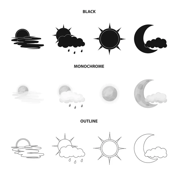 Geïsoleerde object van weer en klimaat symbool. Set van weer en cloud voorraad vectorillustratie. — Stockvector