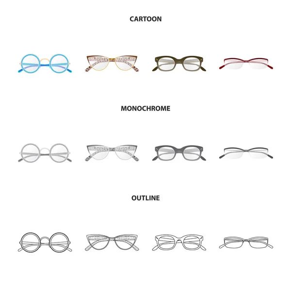Conception vectorielle de lunettes et de panneaux de monture. Ensemble de lunettes et icône vectorielle accessoire pour stock . — Image vectorielle