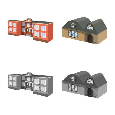 Cephe ve konut logo vektör çizimi. Cephe ve altyapı hisse senedi vektör çizim seti.