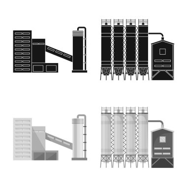 Üretim ve yapısı işareti çizimi vektör. Üretim ve stok için teknoloji vektör simge kümesi.
