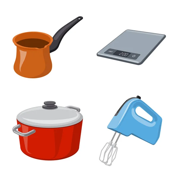 Vector ontwerp van de keuken en cook pictogram. Collectie van keuken- en apparatenbouw voorraad vectorillustratie. — Stockvector