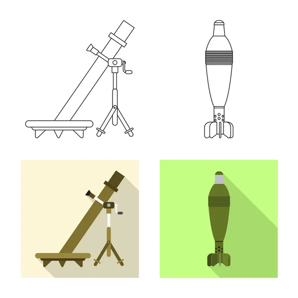 Vektorillustration av ikonen vapen och pistol. Samling av vapen och armén vektor ikonen för lager. — Stock vektor