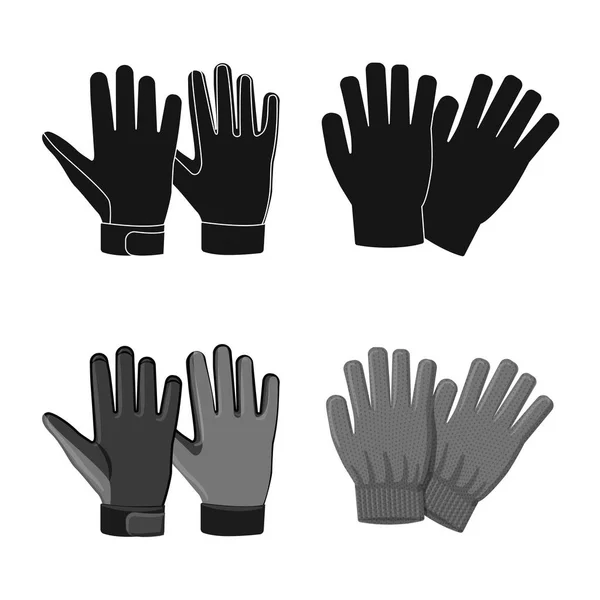 Objet isolé de gant et icône d'hiver. Collection de gants et de matériel stock symbole pour le web . — Image vectorielle