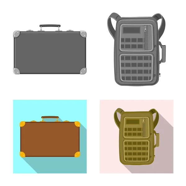 Vector illustration of suitcase and baggage symbol. Collection of suitcase and journey stock vector illustration. — Stock Vector