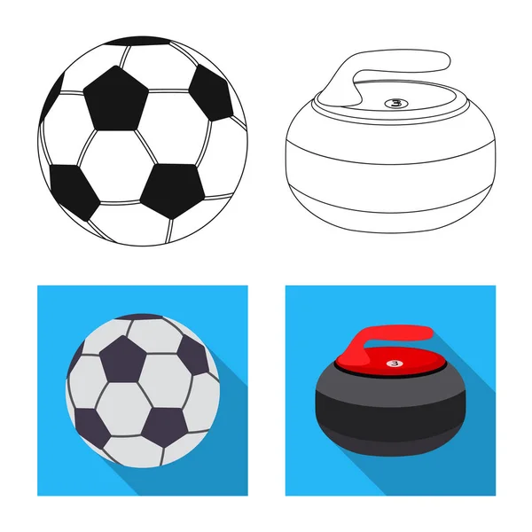 Izolovaný objekt sport a míč symbolu. Sada sportovní a atletické vektorové ikony pro stock. — Stockový vektor