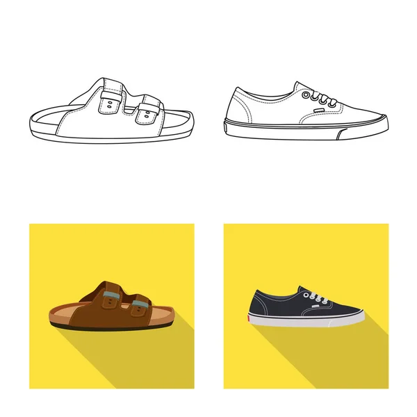 Isolé objet de chaussures et chaussures logo. Ensemble d'illustration vectorielle de chaussure et de pied . — Image vectorielle