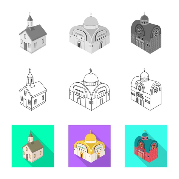 Objeto aislado de templo e icono histórico. Colección de templo y el icono del vector de fe para la acción . — Archivo Imágenes Vectoriales