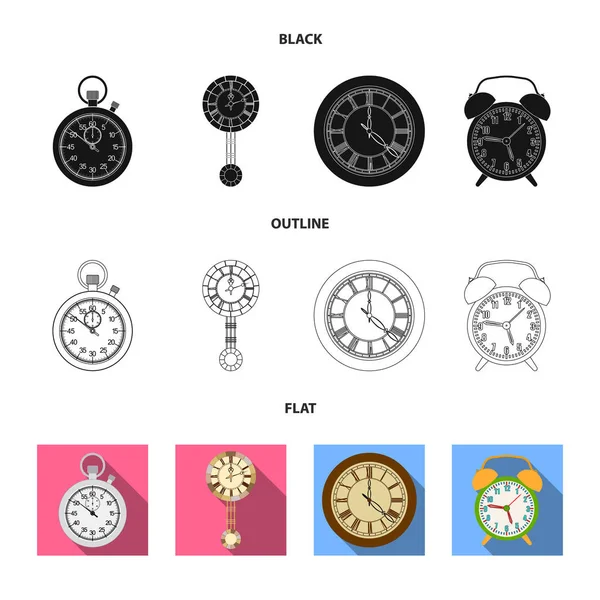 Ilustración vectorial del reloj y el icono de tiempo. Colección de reloj y círculo icono vectorial para stock . — Archivo Imágenes Vectoriales