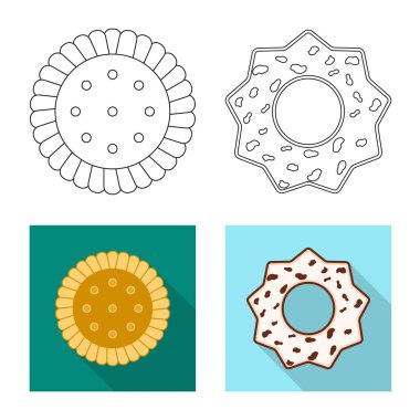 Bisküvi ve kek simge vektör Illustration. Bisküvi ve çikolata hisse senedi simgesi web için kümesi.