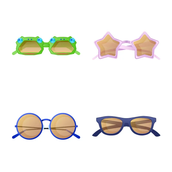 Διάνυσμα σχεδίαση του λογότυπου της γυαλιά και γυαλιά ηλίου. Συλλογή γυαλιών και αξεσουάρ διάνυσμα εικονίδιο για το Χρηματιστήριο. — Διανυσματικό Αρχείο