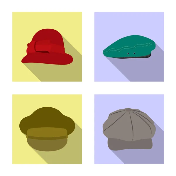 Vektorové ilustrace pokrývky hlavy a čepici a loga. Pokrývky hlavy a příslušenství skladem vektorové ilustrace. — Stockový vektor