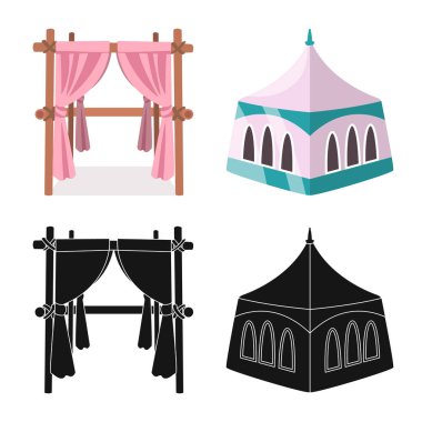 Çatı ve katlanır işareti izole nesne. Çatı ve mimari stok vektör illüstrasyon koleksiyonu.