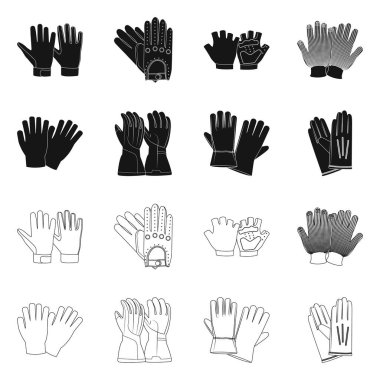 Bir eldiven ve kış işaret tasarım vektör. Hisse senedi için eldiven ve ekipman vektör simge kümesi.