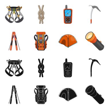 Dağcılık ve tepe simgesi yalıtılmış nesne. Kamp ve dağcılık Topluluğu web için hisse senedi simgesi.