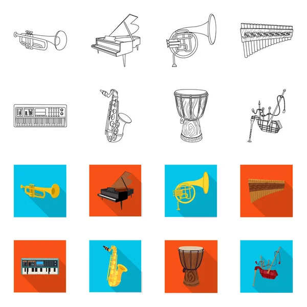 Diseño vectorial de música e icono de melodía. Conjunto de música e ilustración de vector de stock de herramientas . — Vector de stock