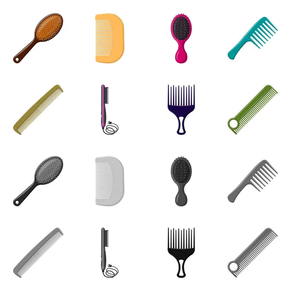 Vector design of brush and hair sign. Set of brush and hairbrush vector icon for stock. — Stock Vector