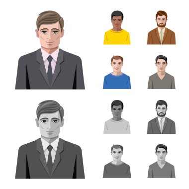 Saç modeli ve meslek logo vektör tasarımı. Hisse senedi simgesi web için saç modeli ve karakter kümesi.