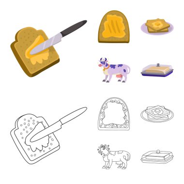 Vektör çizimi krem ve ürün işareti. Ayarla, krem ve çiftlik web için hisse senedi simgesi.