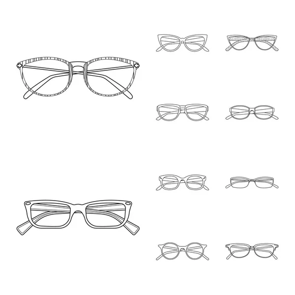 眼镜和框架符号的孤立对象。一套眼镜和附件矢量图标股票. — 图库矢量图片