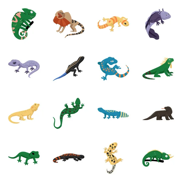 Ilustración vectorial del logotipo de animales y reptiles. Colección de animales y naturaleza símbolo de reserva para la web . — Archivo Imágenes Vectoriales