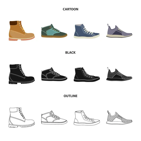 Vektorillustration av sko och skodon symbol. Samling av skon och foten aktiesymbol för webben. — Stock vektor