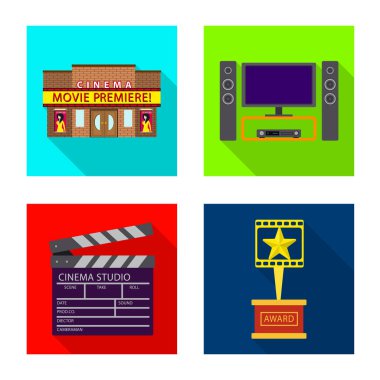 Televizyon ve filme simge vektör tasarımı. Televizyon ve hisse senedi için vektör simge ile ilgilenen koleksiyonu.