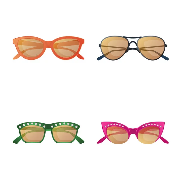 Geïsoleerde object van bril en zonnebril symbool. Collectie van glazen en accessoire vector pictogram voor voorraad. — Stockvector