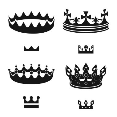 Kral ve görkemli sembolüvektör tasarımı. Web için kral ve altın stok sembolü koleksiyonu.