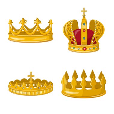 Monarşi ve altın işareti vektör tasarımı. Web için monarşi ve heraldic stok sembolü koleksiyonu.
