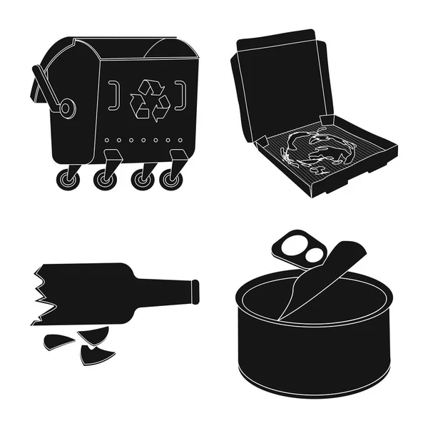 Diseño vectorial de basura y señal de basura. Recolección de basura y vector de residuos icono para stock . — Archivo Imágenes Vectoriales