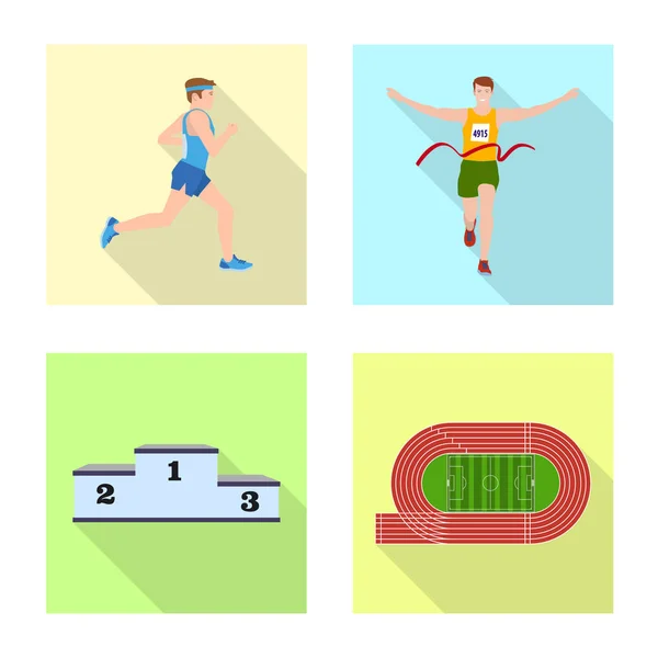 Geïsoleerde object van sport en winnaar pictogram. Set van sport en fitness aandelensymbool voor web. — Stockvector